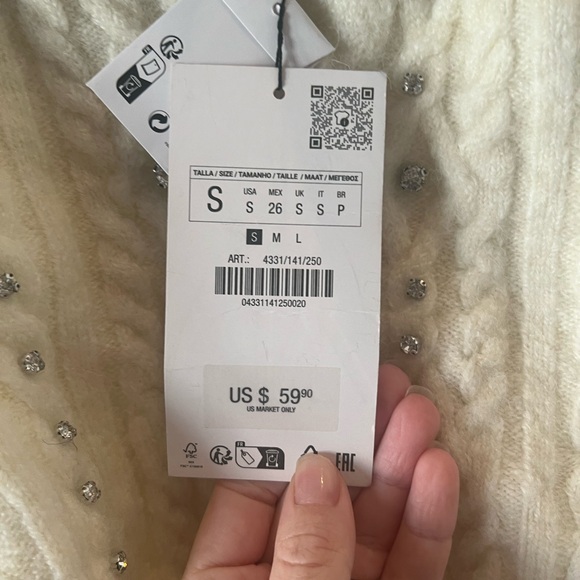 NWT Zara embellished crop sweater - Picture 5 of 5